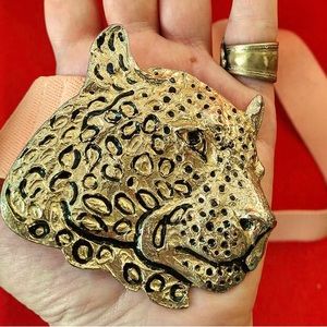 Vintage 70s Mimi di N leopard belt buckle big cat